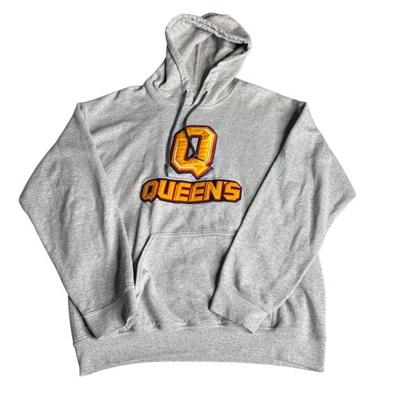 Queen's University Gray Hoodie unisex sz Large Embroidered Applique - Picture 1 of 6